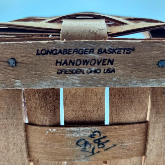 Vintage Longaberger Handwoven Picnic Basket Small Mini Organizer Brown 4.50 in - Picture 5 of 11